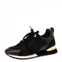 Louis Vuitton Black/Brown Monogram Canvas and Mesh Run Away Sneakers Size 39