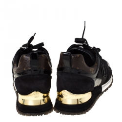 Louis Vuitton Black/Brown Monogram Canvas and Mesh Run Away Sneakers Size 39
