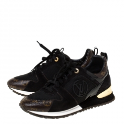 Louis Vuitton Black/Brown Monogram Canvas and Mesh Run Away Sneakers Size 39