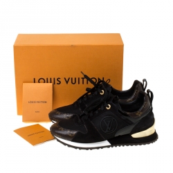Louis Vuitton Black/Brown Monogram Canvas and Mesh Run Away Sneakers Size 39