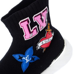 مملوكة مسبقًا Louis Vuitton Black Knit Fabric Star Patch Sock Sneakers Size 35