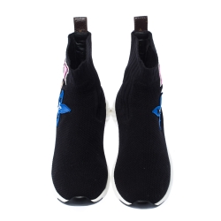 مملوكة مسبقًا Louis Vuitton Black Knit Fabric Star Patch Sock Sneakers Size 35