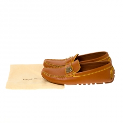 Pre Owned حذاء لوفرز لوي فيتون سليب أون جلد بني مقاس 37