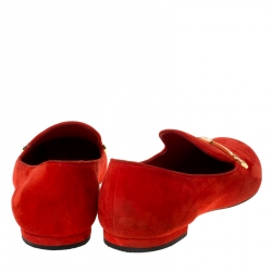 Pre Owned حذاء أوكسفورد لوفرز لوي فيتون سليب أون سويدي برتقالي مقاس 39