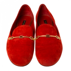 Pre Owned حذاء أوكسفورد لوفرز لوي فيتون سليب أون سويدي برتقالي مقاس 39