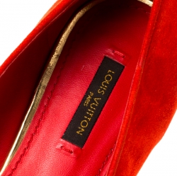 Pre Owned حذاء أوكسفورد لوفرز لوي فيتون سليب أون سويدي برتقالي مقاس 39