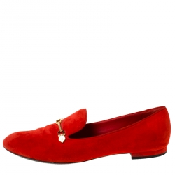 Pre Owned حذاء أوكسفورد لوفرز لوي فيتون سليب أون سويدي برتقالي مقاس 39