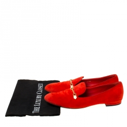 Pre Owned حذاء أوكسفورد لوفرز لوي فيتون سليب أون سويدي برتقالي مقاس 39