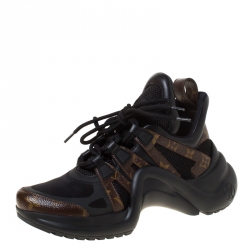 Louis Vuitton Black/Brown Monogram Canvas And Mesh LV Archlight High Top Sneakers  Size 38