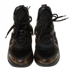 Louis Vuitton Black/Brown Monogram Canvas And Mesh LV Archlight High Top Sneakers  Size 38