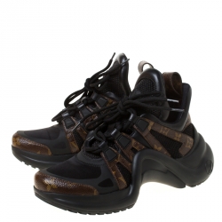 Louis Vuitton Black/Brown Monogram Canvas And Mesh LV Archlight High Top Sneakers  Size 38