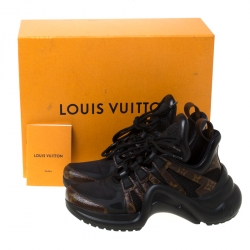 Louis Vuitton Black/Brown Monogram Canvas And Mesh LV Archlight High Top Sneakers  Size 38