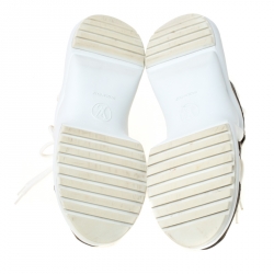 مملوكة مسبقًا Louis Vuitton White Leather And Monogram Canvas Archlight Lace Up Sneakers Size 38