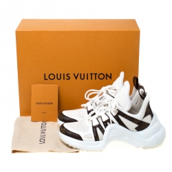مملوكة مسبقًا Louis Vuitton White Leather And Monogram Canvas Archlight Lace Up Sneakers Size 38