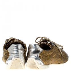 مملوكة مسبقًا حذاء رياضي لوي فيتون حياكة متناغمة رباط علوي جلد فضي ميتاليك و ذهبي مقاس 39.5