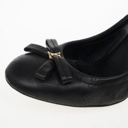 Pre Owned Louis Vuitton Black Leather Mahina Elba Ballet Pumps Size 37