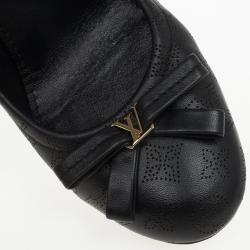 Pre Owned Louis Vuitton Black Leather Mahina Elba Ballet Pumps Size 37
