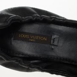 Pre Owned Louis Vuitton Black Leather Mahina Elba Ballet Pumps Size 37