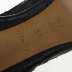 Pre Owned Louis Vuitton Black Leather Mahina Elba Ballet Pumps Size 37