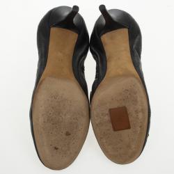 Pre Owned Louis Vuitton Black Leather Mahina Elba Ballet Pumps Size 37