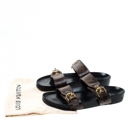 Pre Owned Louis Vuitton Monogram Canvas Bom Dia Flat Mules Size 41