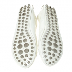 Pre Owned حذاء باليرينا فلات لوي فيتون جلد لامع أبيض مقاس 37.5