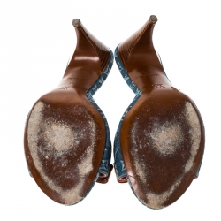 Pre Owned صندل لوي فيتون فيونكة مقدمة مفتوحة دنيم مونوغرامي أزرق و جلد مقاس 40