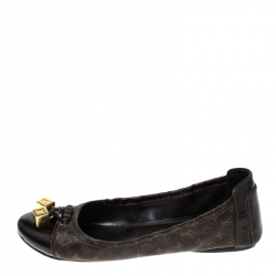 مملوكة مسبقًا Louis Vuitton Monogram Canvas And Patent Leather Cap Toe Lovely Ballet Flats Size 36
