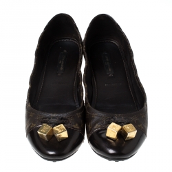 مملوكة مسبقًا Louis Vuitton Monogram Canvas And Patent Leather Cap Toe Lovely Ballet Flats Size 36