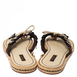 مملوكة مسبقًا صندل فلات اسبادريل لوي فيتون مزخرف بدلايه سويدي و جلد بني مقاس 39.5