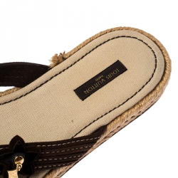 مملوكة مسبقًا صندل فلات اسبادريل لوي فيتون مزخرف بدلايه سويدي و جلد بني مقاس 39.5