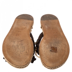 مملوكة مسبقًا صندل فلات اسبادريل لوي فيتون مزخرف بدلايه سويدي و جلد بني مقاس 39.5