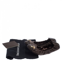 مملوكة مسبقًا Louis Vuitton Brown Monogram Canvas and Iridescent Leather Lucky Ballerina Flats Size 40