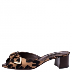 مملوكة مسبقًا صندل لوي فيتون ستيفين سبروس كعب سميك قماش مطبوع نقشة الفهد مقاس 37