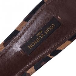 مملوكة مسبقًا صندل لوي فيتون ستيفين سبروس كعب سميك قماش مطبوع نقشة الفهد مقاس 37