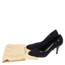 Pre Owned حذاء كعب عالي لوي فيتون ميني لين ميوسوتيس كانفاس مونوغرامي أسود مقاس 36