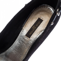 Pre Owned حذاء كعب عالي لوي فيتون ميني لين ميوسوتيس كانفاس مونوغرامي أسود مقاس 36