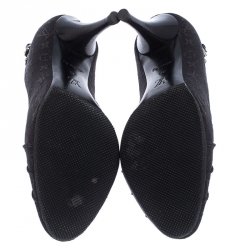 Pre Owned حذاء كعب عالي لوي فيتون ميني لين ميوسوتيس كانفاس مونوغرامي أسود مقاس 36