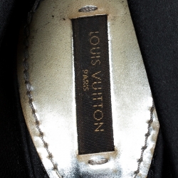 Pre Owned Louis Vuitton Black Satin Flower Embellished Pointed Toe Pumps Size 37