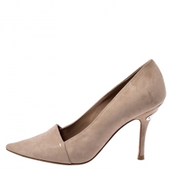 Pre Owned Louis Vuitton Beige Suede Pointed Toe Pumps Size 36