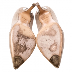 Pre Owned Louis Vuitton Beige Suede Pointed Toe Pumps Size 36