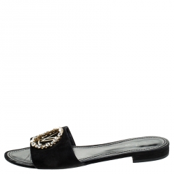 Louis Vuitton Black Feather Crystal Marilyn Flat Mule Sandals Size