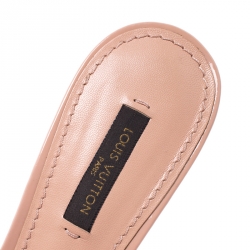 Pre Owned Louis Vuitton Peach Patent Leather Monogram Cutout Mules Size 38