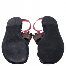 Pre Owned صندل فلات لوي فيتون ماجيك سبيل تريبال ماسك جلد و كانفاس متعدد الألوان مقاس 37.5