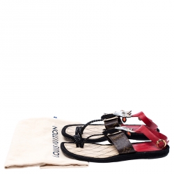 Pre Owned صندل فلات لوي فيتون ماجيك سبيل تريبال ماسك جلد و كانفاس متعدد الألوان مقاس 37.5