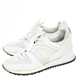 Louis Vuitton White Leather and Mesh Run Away Lace Up Sneakers Size 40