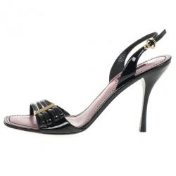 مملوكة مسبقًا Louis Vuitton Black Patent Slingback Sandals Size 39.5
