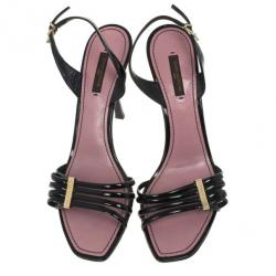 مملوكة مسبقًا Louis Vuitton Black Patent Slingback Sandals Size 39.5