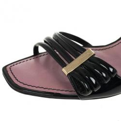 مملوكة مسبقًا Louis Vuitton Black Patent Slingback Sandals Size 39.5