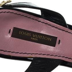 مملوكة مسبقًا Louis Vuitton Black Patent Slingback Sandals Size 39.5